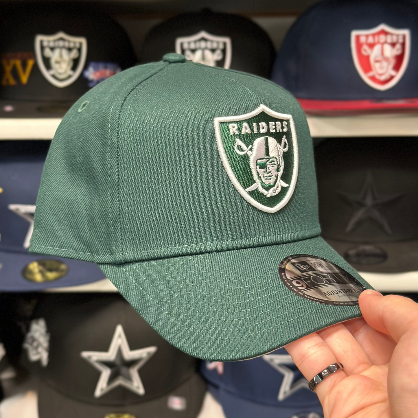 Las Vegas Raiders NFL A-Frame Snapback | New Era 9FORTY Adjustable Snap | Dark Green