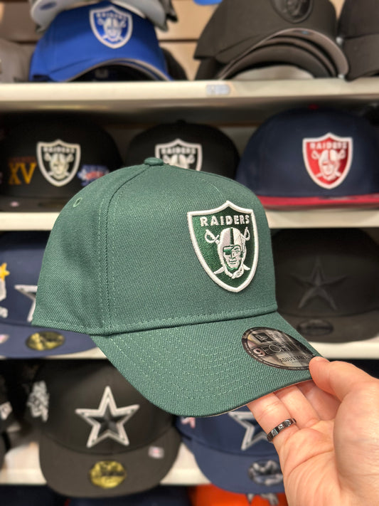 Las Vegas Raiders NFL A-Frame Snapback | New Era 9FORTY Adjustable Snap | Dark Green