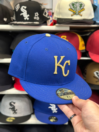 Kansas City Royals MLB Fitted Cap | Classic New Era 59FIFTY Sized Hat | Blue/Gold