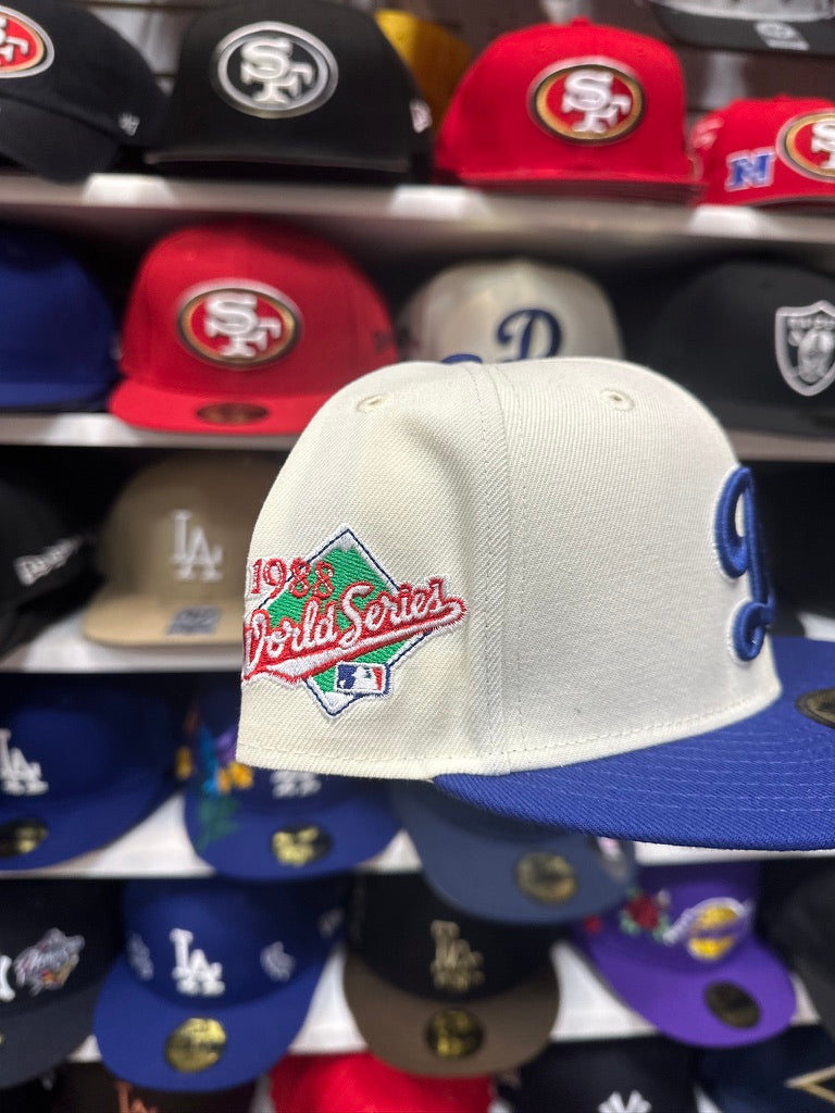 LA Dodgers "D" MLB 1988 World Series Patch | New Era 59FIFTY Fitted Cap | Creme/Blue