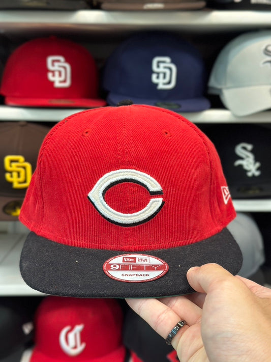 Cincinnati Reds MLB Corduroy Snapback | Vintage New Era 9FIFTY Adjustable Snap | Red/Black