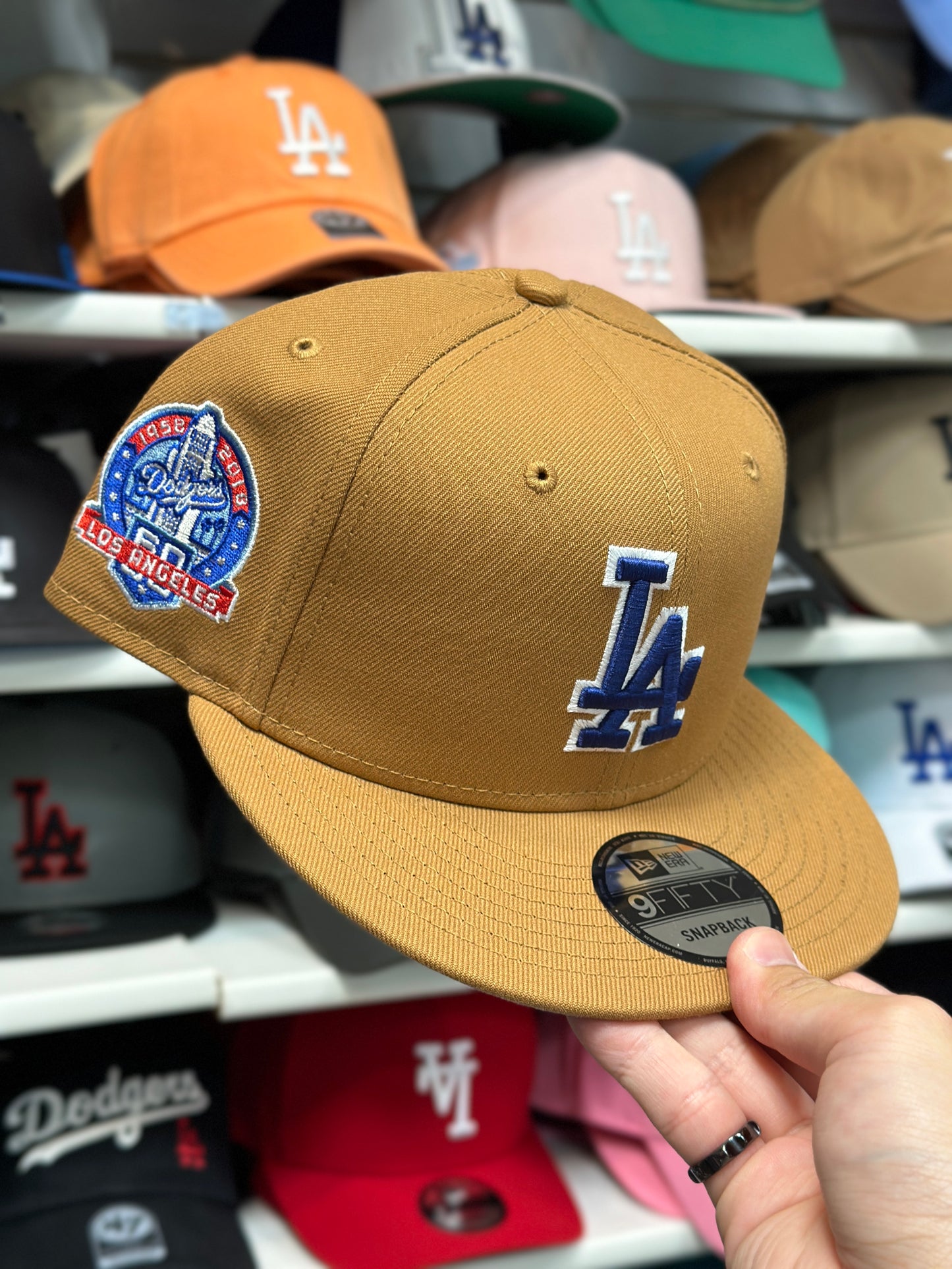 LA Dodgers MLB 60th Anniversary | New Era 9FIFTY Snapback | Tan