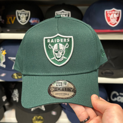 Las Vegas Raiders NFL A-Frame Snapback | New Era 9FORTY Adjustable Snap | Dark Green