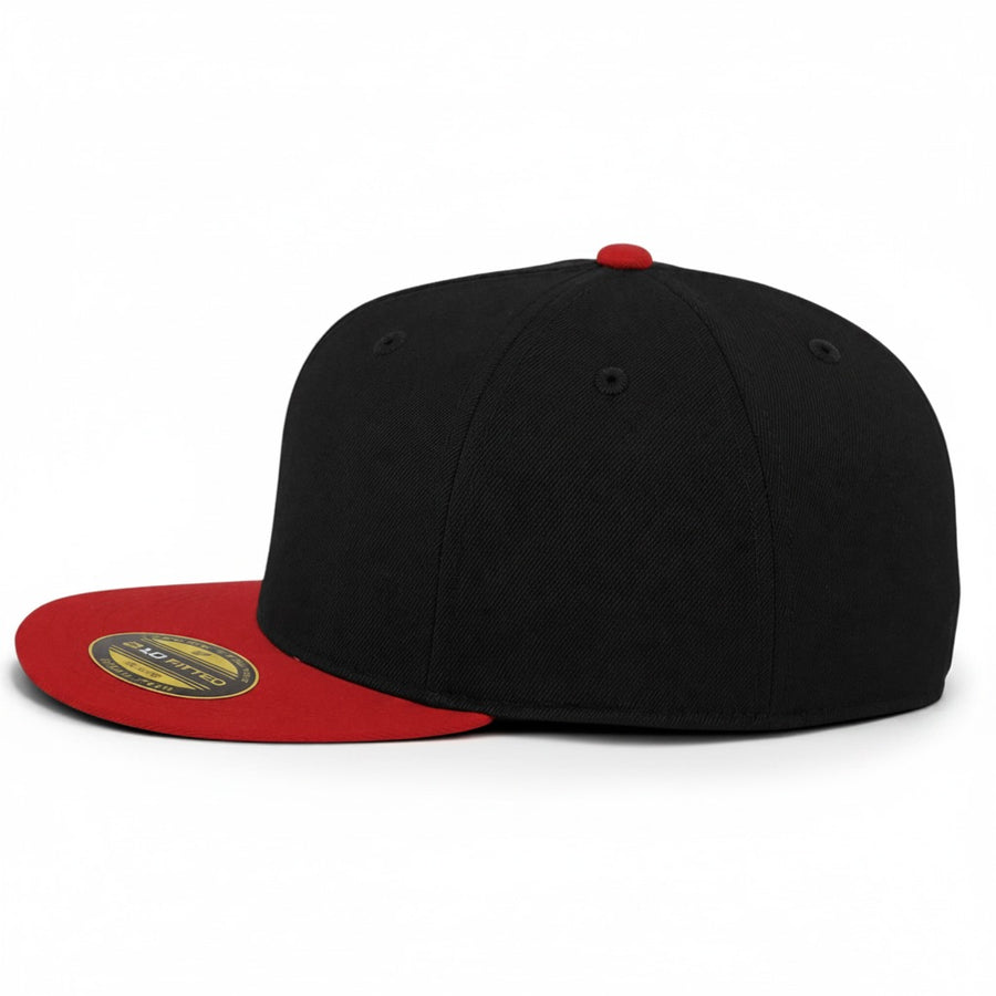 Flexfit 210 Premium Blank Stretch Fitted Hat - Black/Red