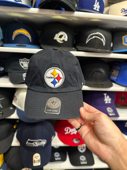 Pittsburgh Steelers NFL Dad Cap | '47 Brand Clean Up Adjustable Curve Hat | Black