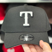 New Era Texas Rangers Black 9FORTY A-Frame Adjustable Snapback Hat