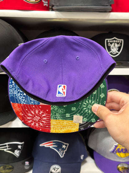 LA Lakers NBA Multicolor Paisley Under Brim | New Era 59FIFTY Fitted Hat | Purple | Multiple Sizes