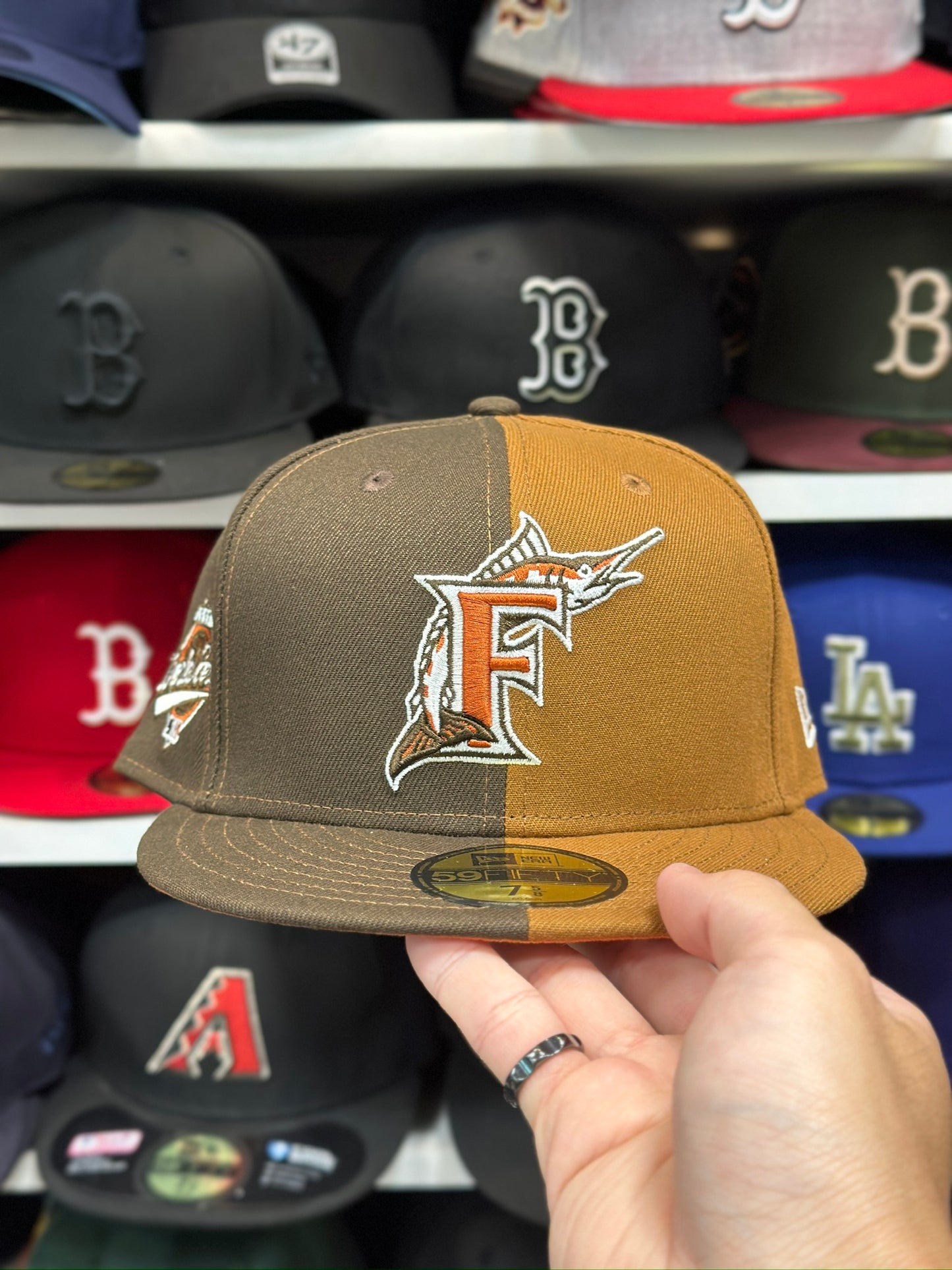 Florida Marlins MLB 'Dual Brown World Series' Patch | New Era 59FIFTY Fitted Cap