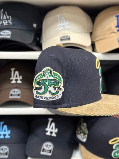 LA Angels MLB Corduroy '35th Anniversary' Patch | New Era 59FIFTY Fitted Cap | Navy/Beige