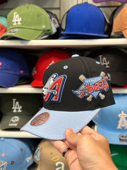 LA Angels MLB Snapback | Mitchell & Ness Pro Crown Adjustable Hat | Navy/Light Blue