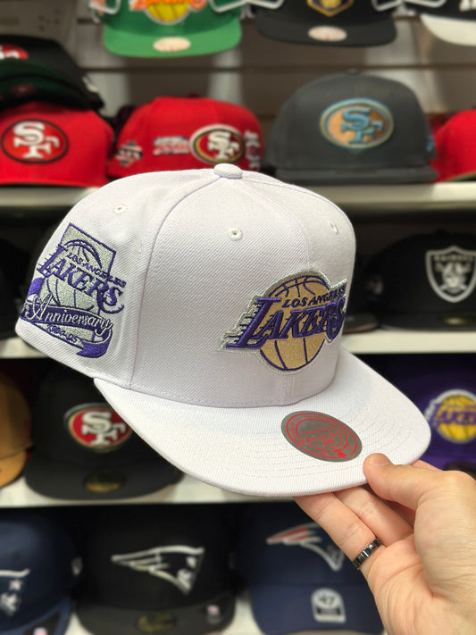 LA Lakers NBA 25th Anniversary | Mitchell & Ness Original Fit Adjustable Snapback | White