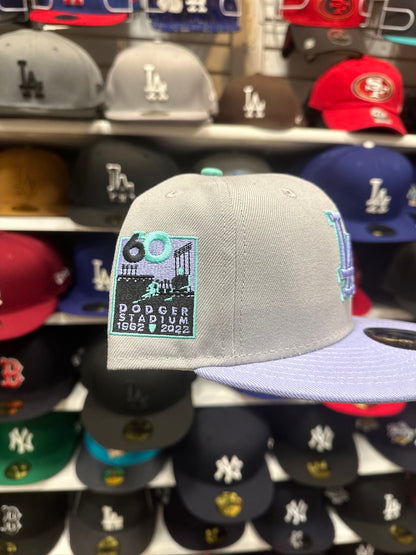 LA Dodgers MLB '1962-2022 60th' Patch | New Era 59FIFTY Fitted Cap | Silver/Periwinkle