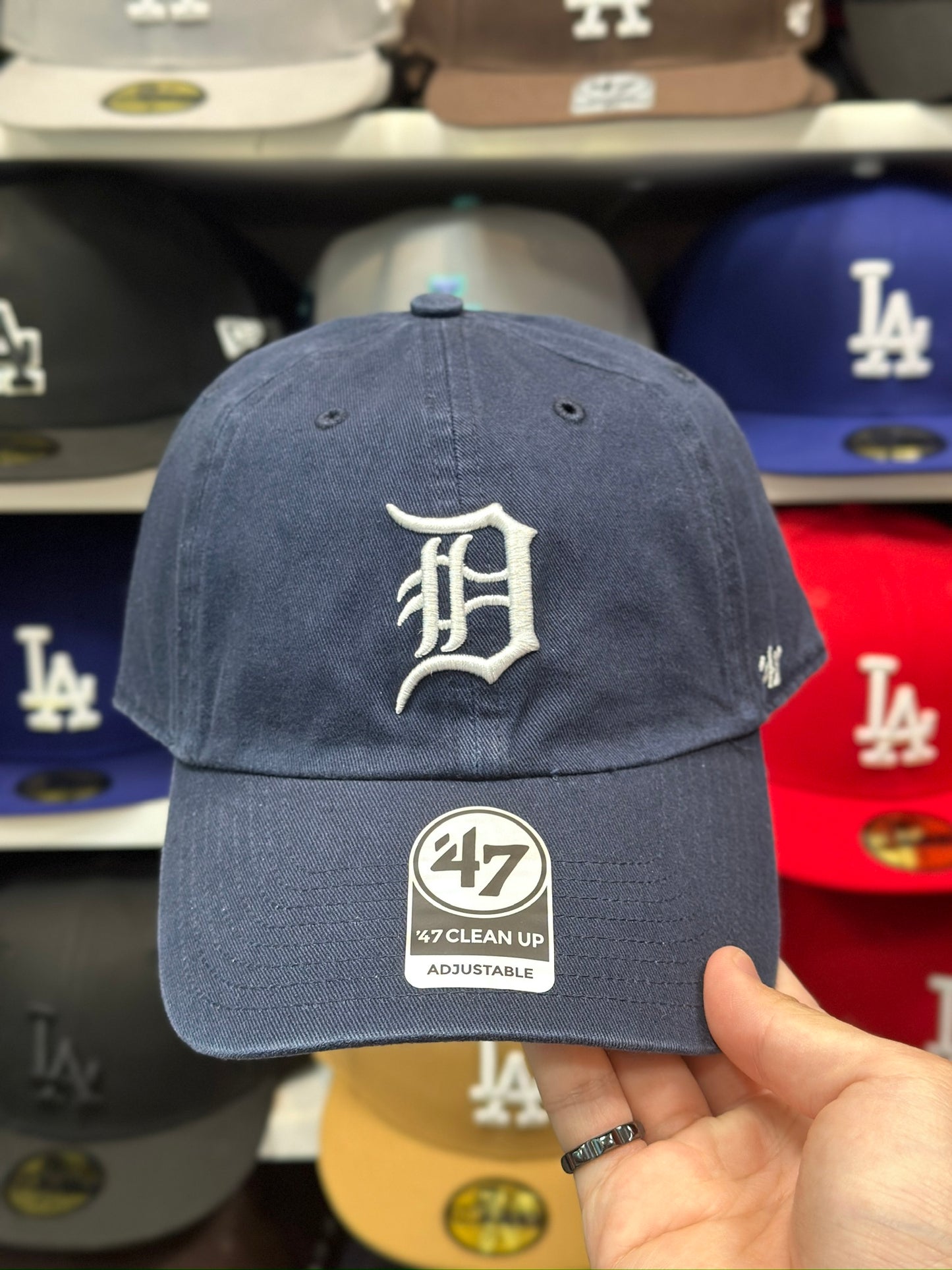 Detroit Tigers MLB Dad Cap | '47 Brand Clean Up Adjustable Curve Hat | Navy