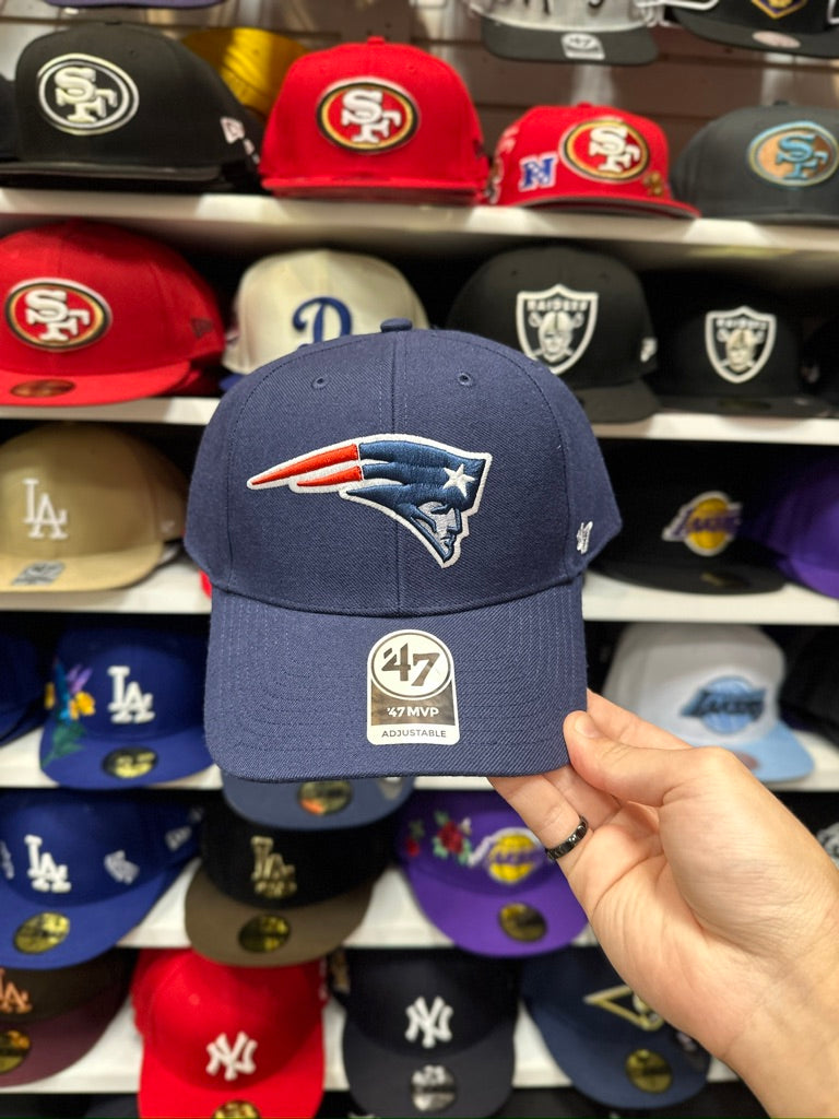 New England Patriots NFL Ball Cap | '47 Brand MVP Adjustable Curve Cap | Navy