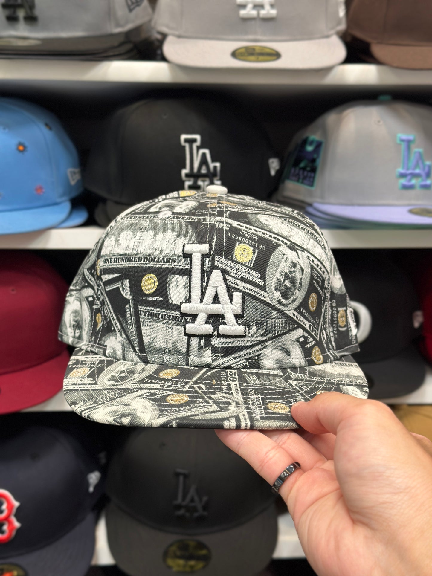 LA Dodgers MLB Vintage Money Print | New Era 59FIFTY Fitted | White/Green