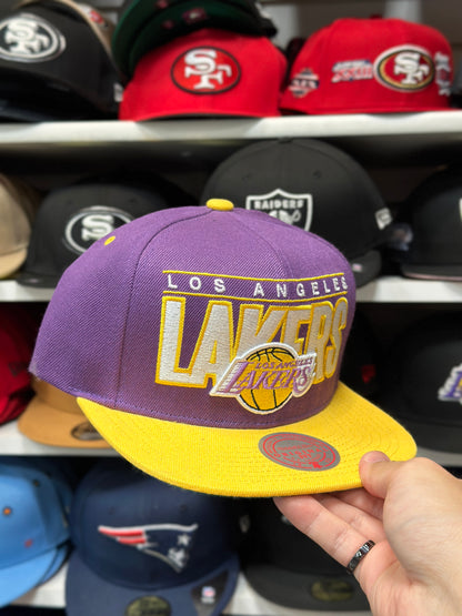 LA Lakers NBA Snapback | Vintage Mitchell & Ness Original Fit Adjustable Hat | Purple/Yellow