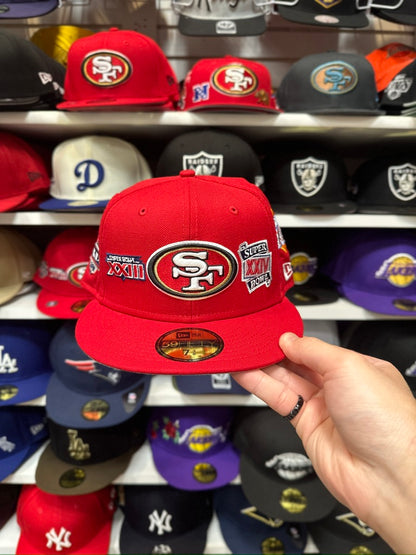 San Francisco 49ers NFL Super Bowl Patches | New Era 59FIFTY Fitted Cap | Red