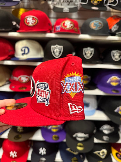 San Francisco 49ers NFL Super Bowl Patches | New Era 59FIFTY Fitted Cap | Red