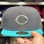 New Era Cincinnati Reds Grey/Turquoise 59FIFTY Fitted Hat - Product Image