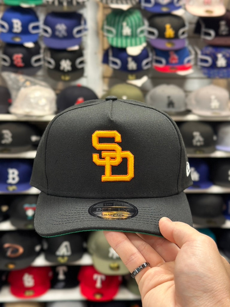 San Diego Padres MLB A-Frame Cap | New Era 9FIFTY Adjustable Snapback | Black