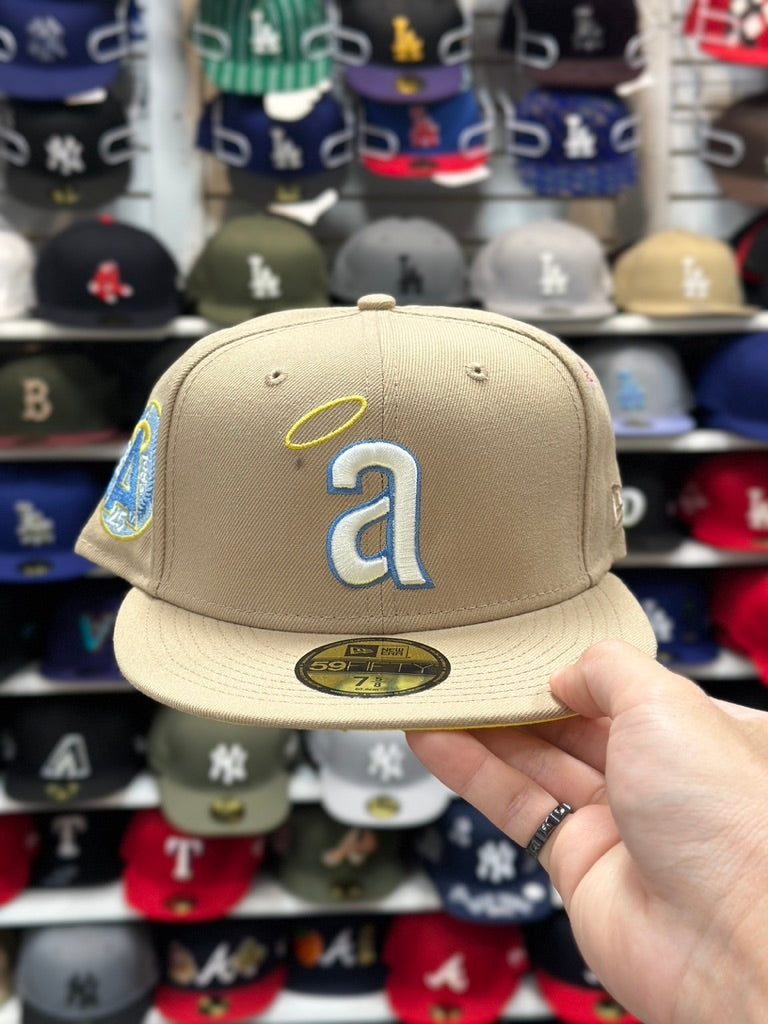 LA Angels MLB Floral '25th Anniversary' Patch | New Era 59FIFTY Fitted Cap | Tan