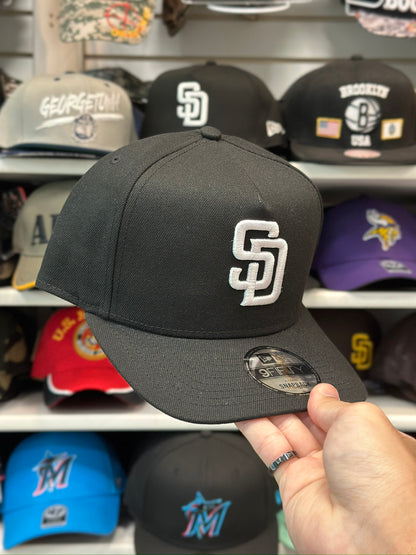 San Diego Padres MLB A-Frame Cap | New Era 9FIFTY Adjustable Snapback | Black