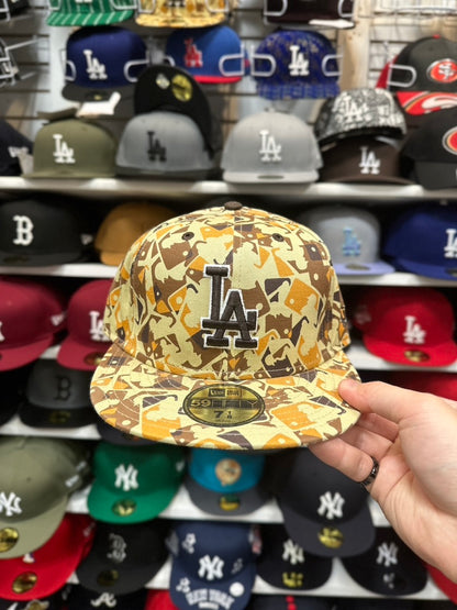 LA Dodgers MLB Vintage Logo Burst | New Era 59FIFTY Fitted Cap | Beige