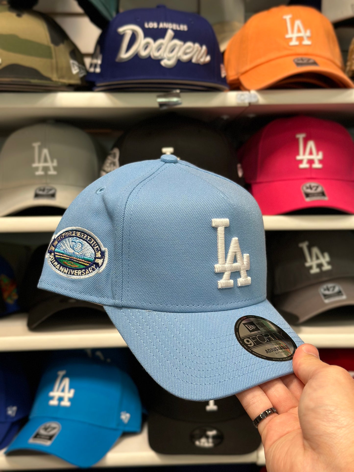 LA Dodgers 50th Anniversary A-Frame Snapback | New Era 9FORTY | Light Blue