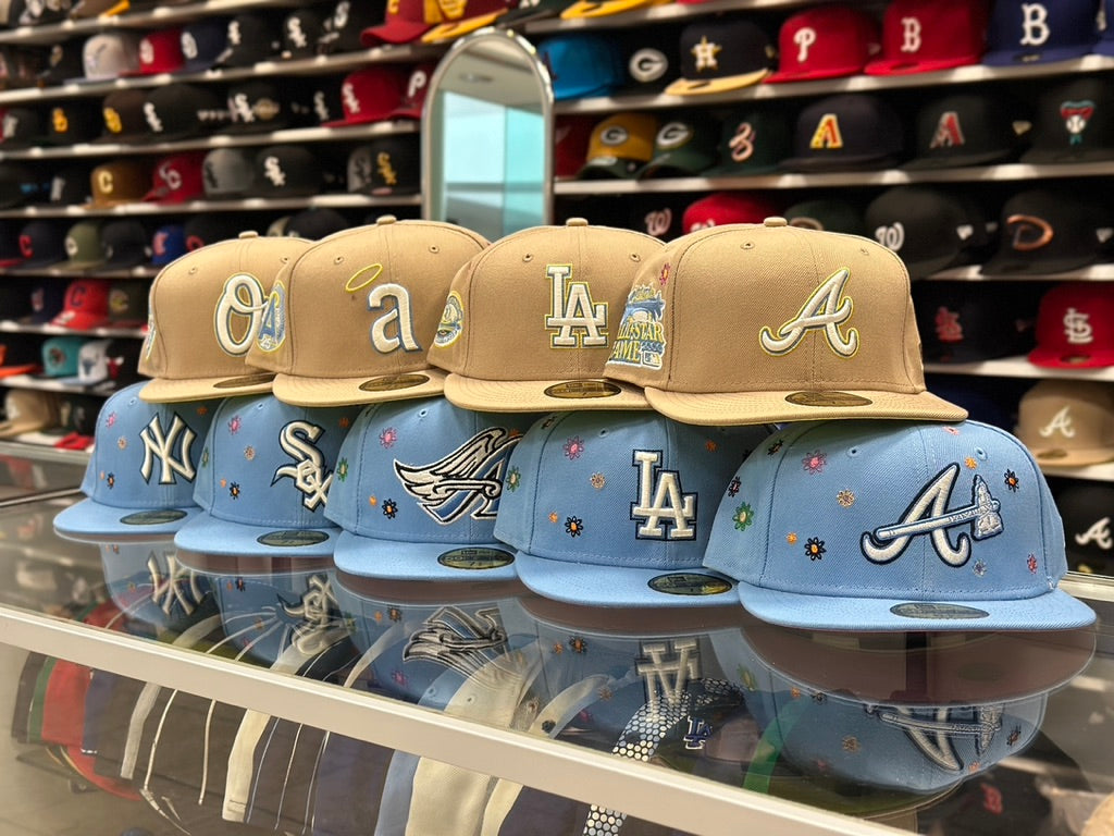 LA Angels MLB Floral Patches | New Era 59FIFTY Fitted Cap | Light Blue