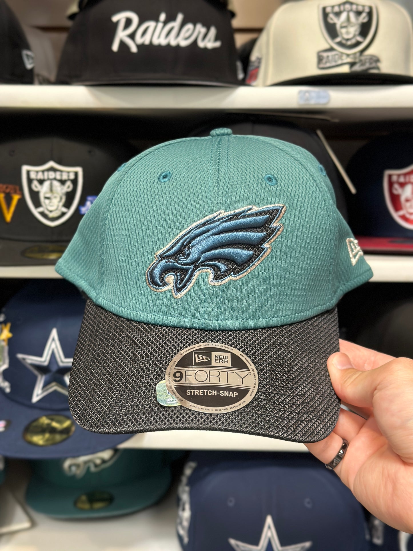 Philadelphia Eagles NFL Super Bowl | New Era 9FORTY Stretch Snap Ball Cap | Green/Black