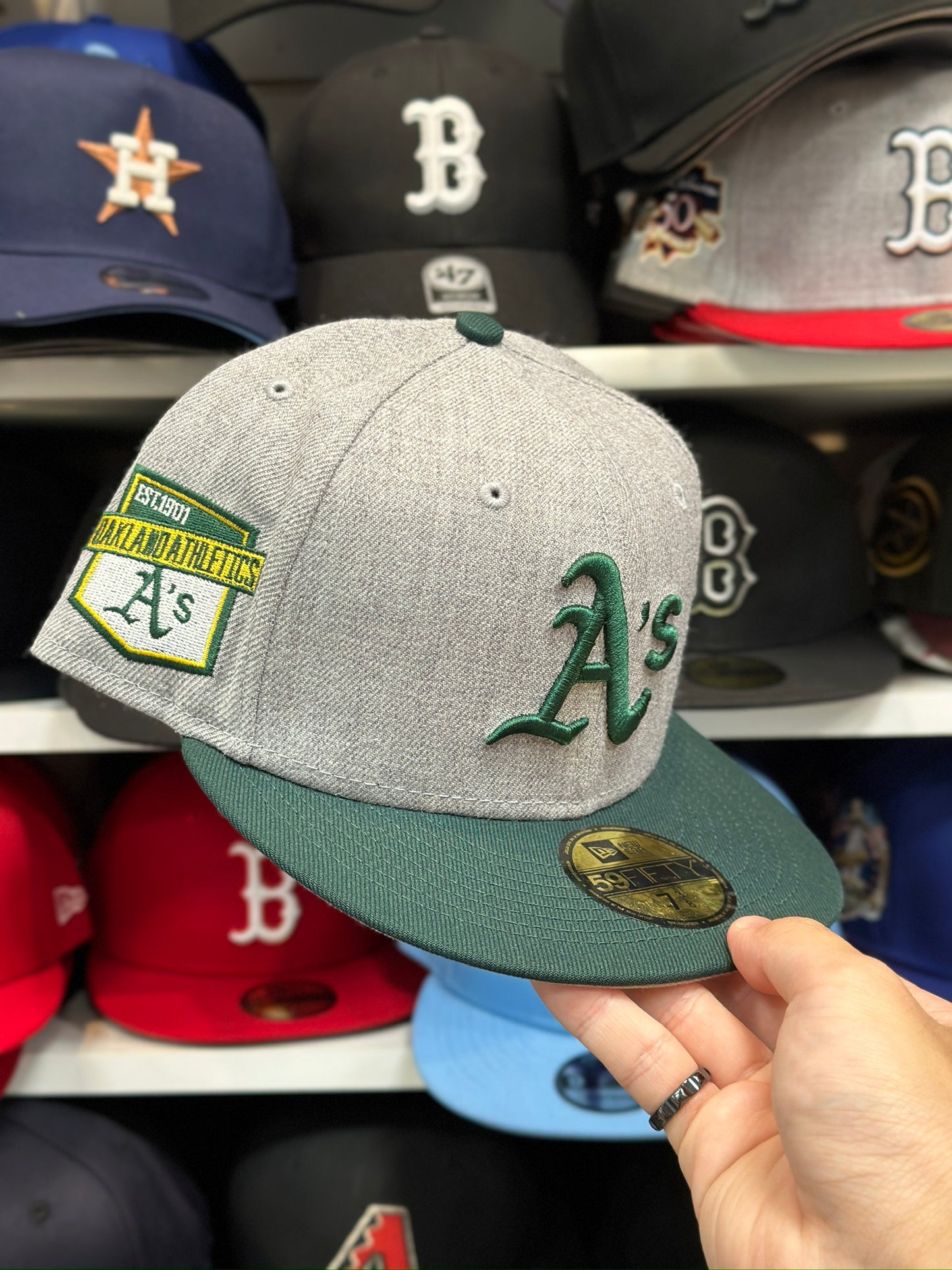 Oakland Athletics MLB A's Patch | New Era 59FIFTY Fitted Cap | Silver/Green