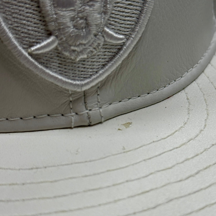 Oakland Raiders 'Full Leather' All White Reebok Fitted Hat - Product Image