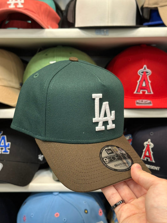 LA Dodgers Two Tone A-Frame Snapback | New Era 9FORTY | Green/Brown