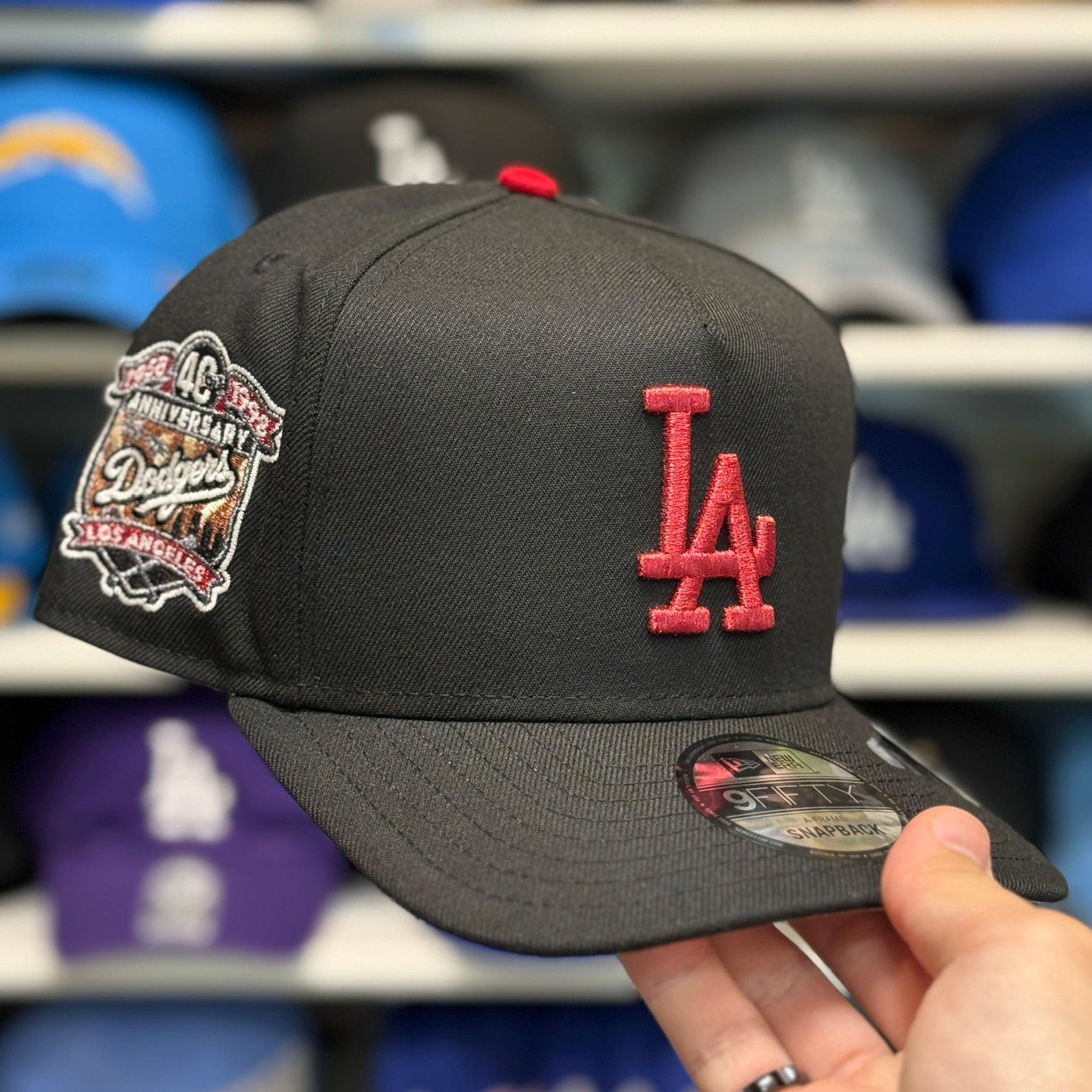 New Era Los Angeles Dodgers '40th Anniversary' A-Frame Metallic Red 9FIFTY Snapback - Product Image