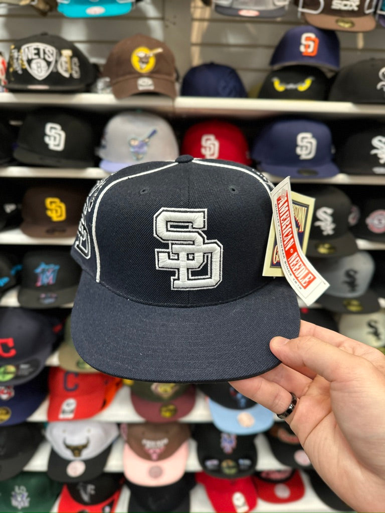 San Diego Padres MLB Vintage Fitted Hat | American Needle Sized Cap | Deep Navy