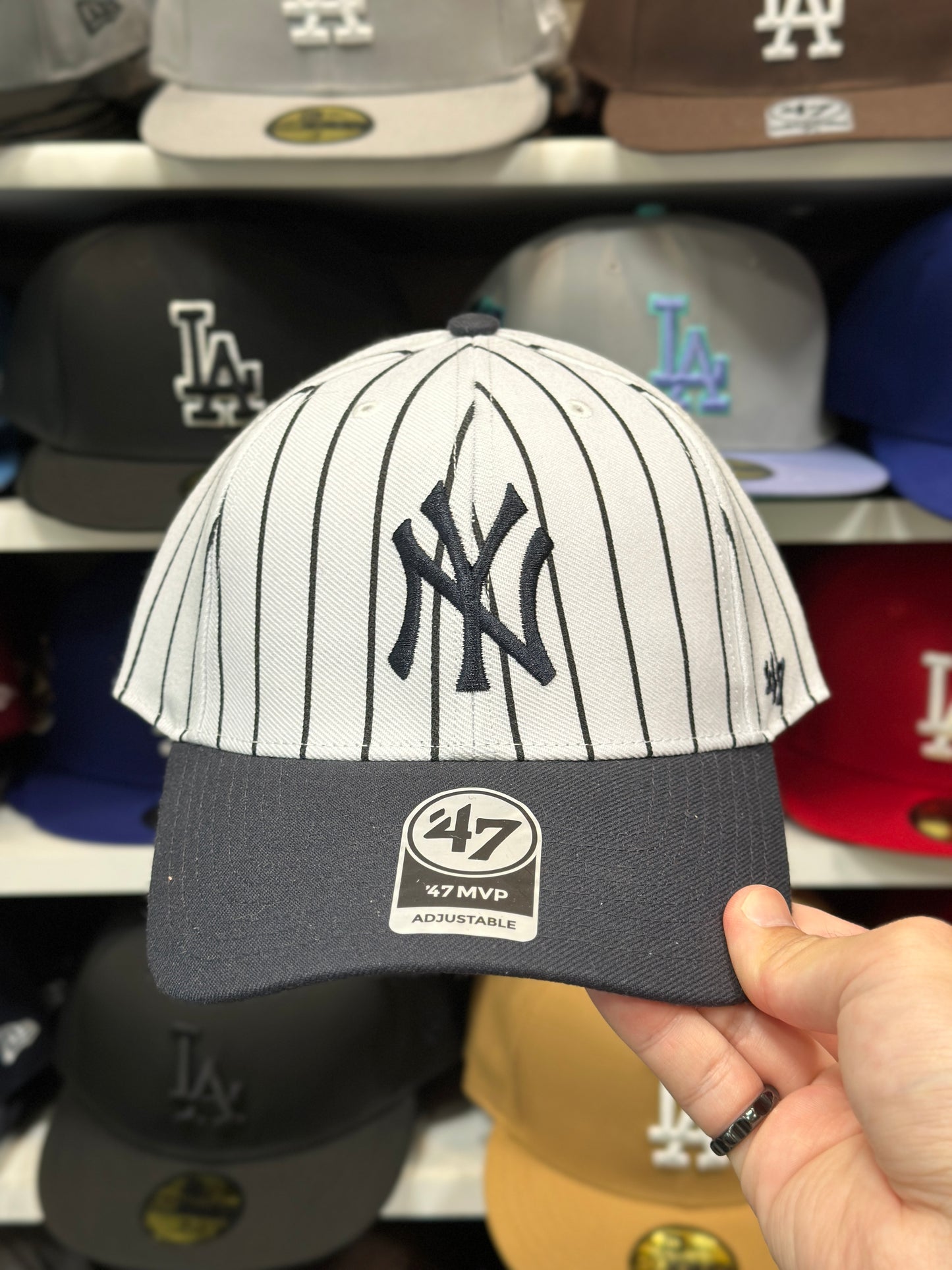 New York Yankees MLB Ball Cap | '47 Brand MVP Adjustable Curve Cap | Color Options