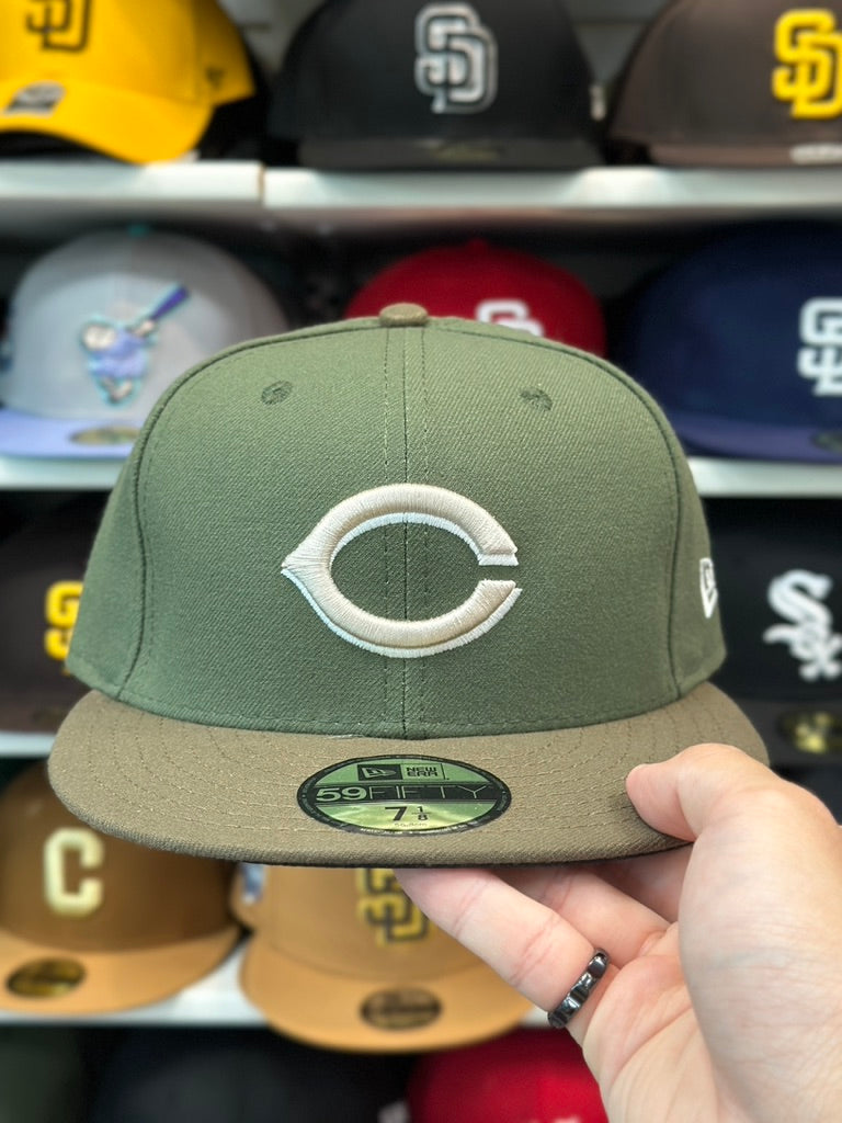 Cincinnati Reds MLB Fitted Cap | New Era 59FIFTY Sized Cap | Olive