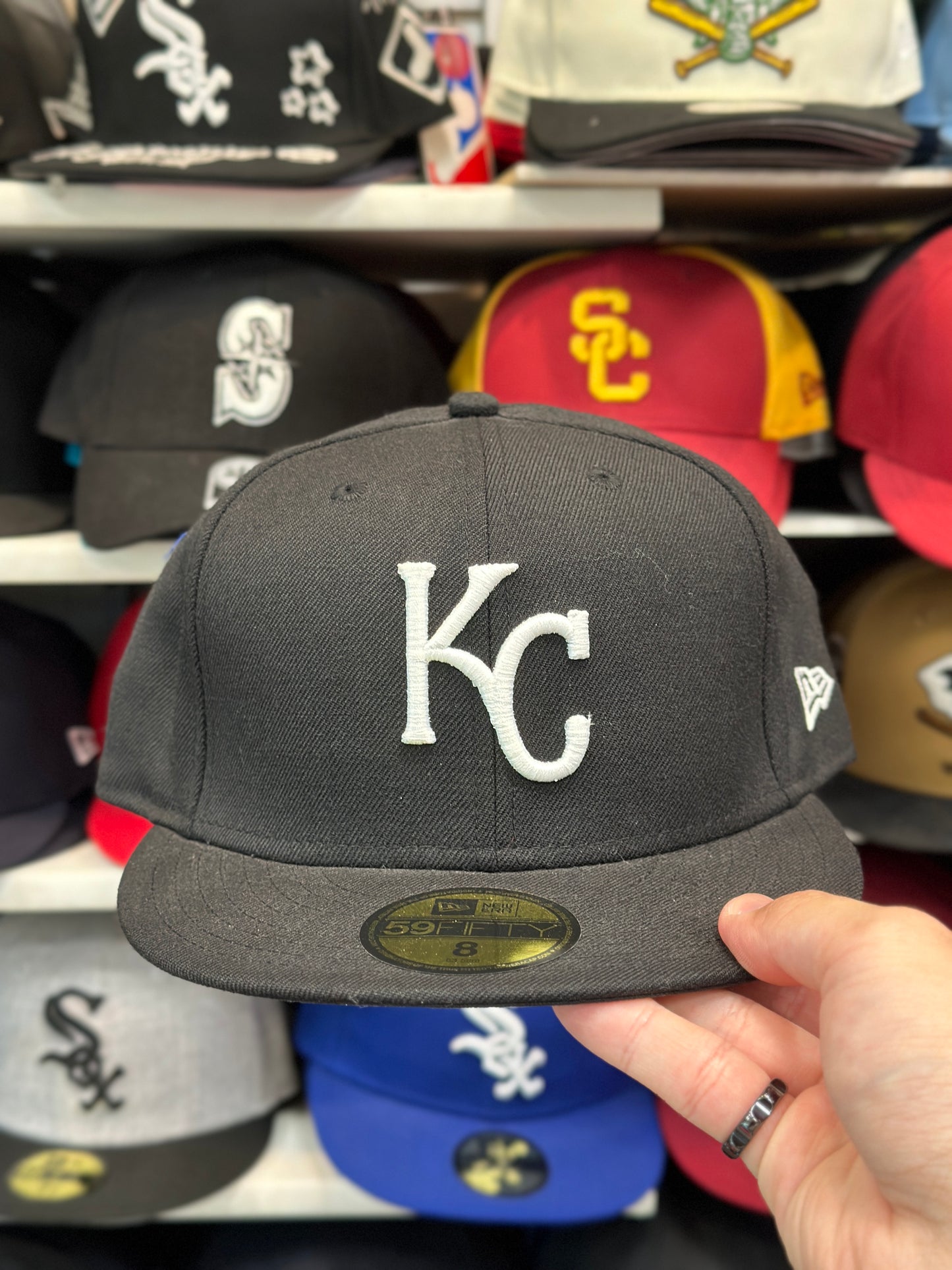 Kansas City Royals MLB Fitted Cap | New Era 59FIFTY Sized Hat | Black