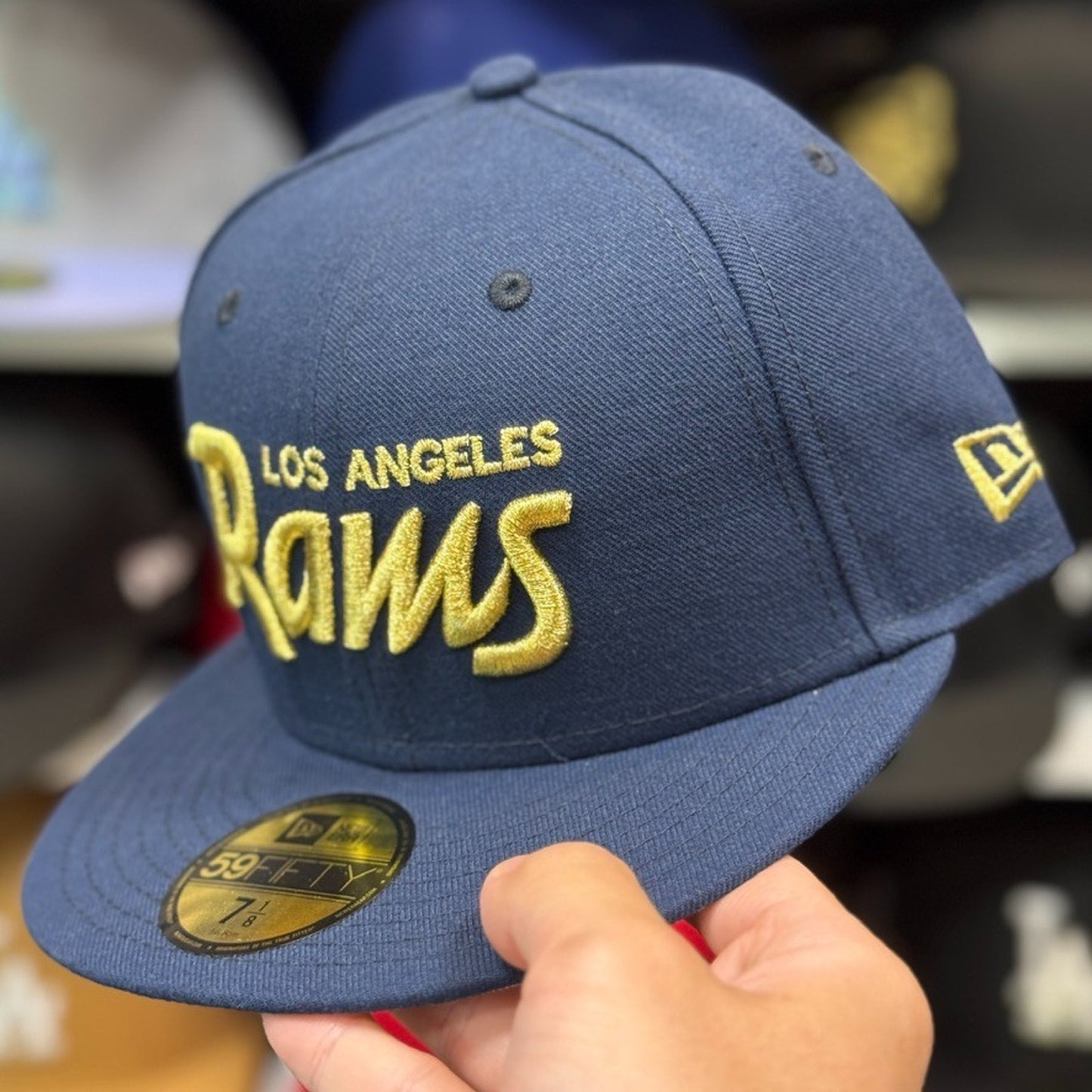 New Era Los Angeles Rams 'Script Logo' 59FIFTY Fitted Hat | Navy/Gold
