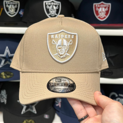 Las Vegas Raiders NFL A-Frame Snapback | New Era 9FORTY Adjustable Snap | Tan