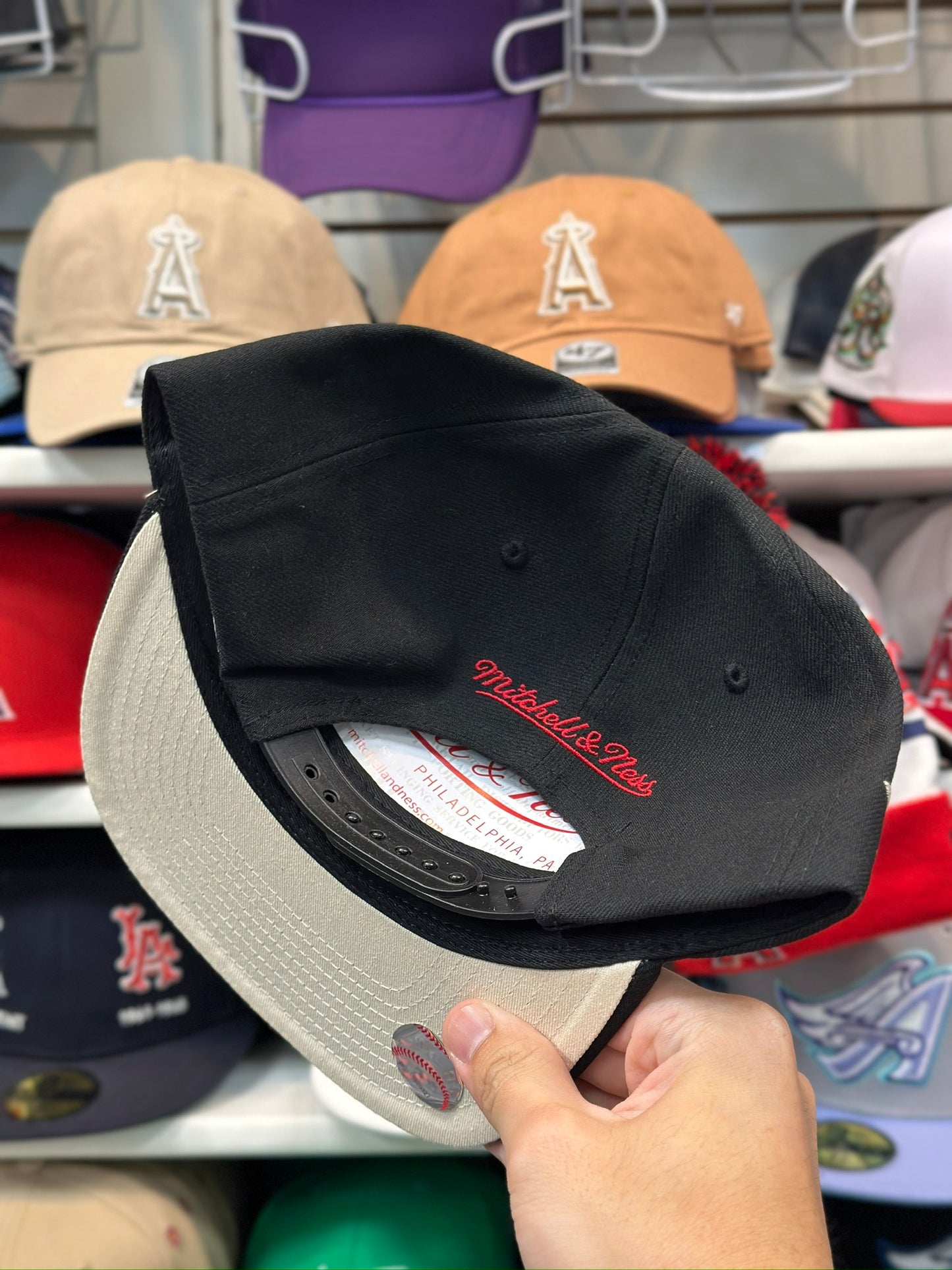 LA Angels MLB Snapback '35th Anniversary' Patch | Mitchell & Ness Original Fit Adjustable Snapback | Black