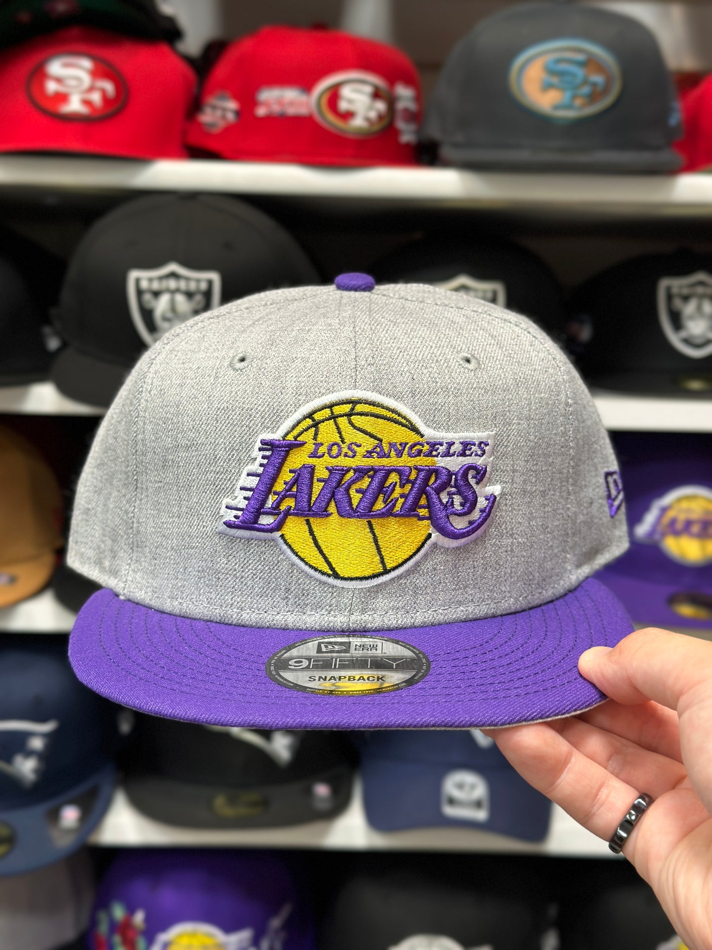 LA Lakers NBA Snapback | New Era 9FIFTY Adjustable Snap| Gray/Purple