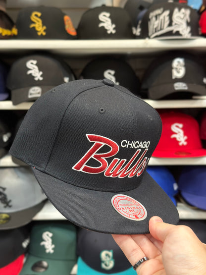 Chicago Bulls Script Snapback | Mitchell & Ness Original Fit | Black