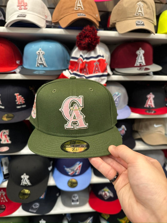 LA Angels MLB '35 Year Anniversary' Patch | New Era 59FIFTY Fitted Cap | Olive