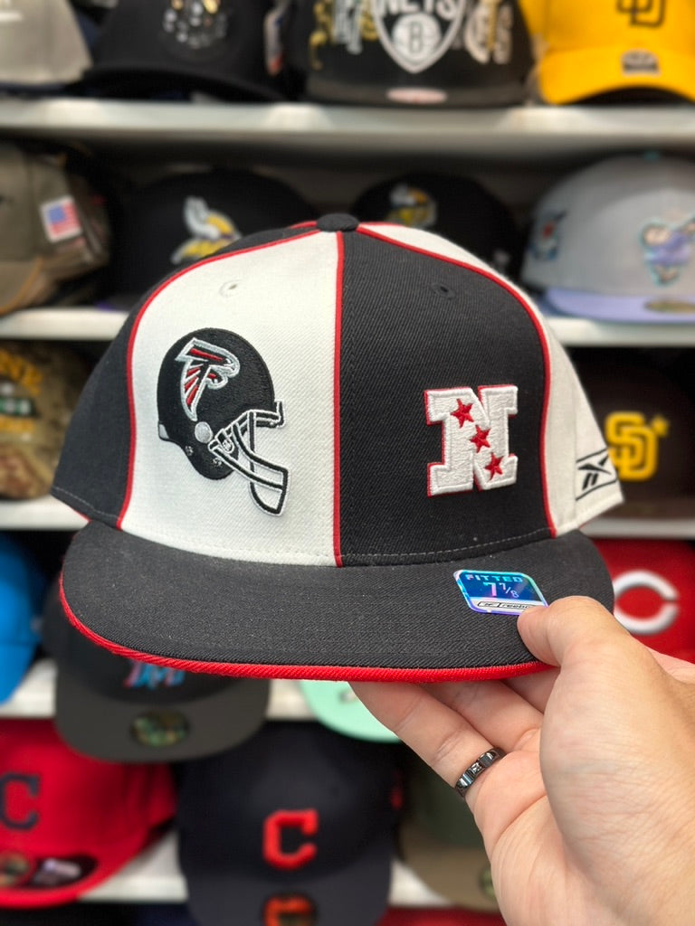 Atlanta Falcons NBA Dual Logo Fitted Hat | Vintage Reebok | White/Black Size 7 7/8