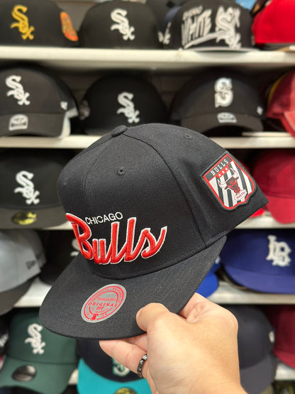 Chicago Bulls Script Snapback | Mitchell & Ness Original Fit | Black