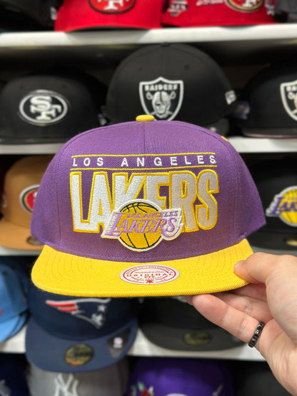 LA Lakers NBA Snapback | Vintage Mitchell & Ness Original Fit Adjustable Hat | Purple/Yellow