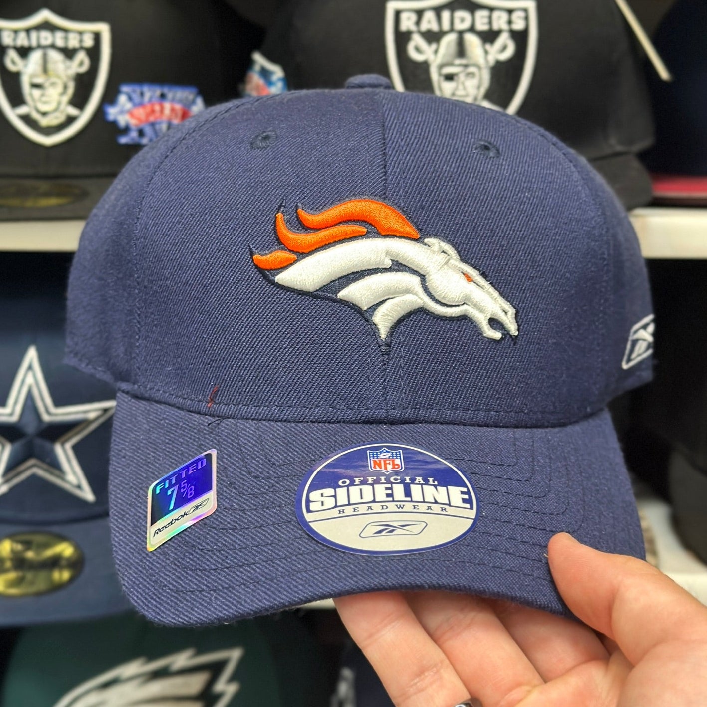 Denver Broncos Reebok Fitted Hat Navy - Product Image