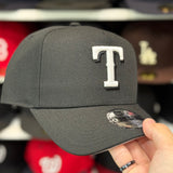 New Era Texas Rangers Black 9FORTY A-Frame Adjustable Snapback Hat
