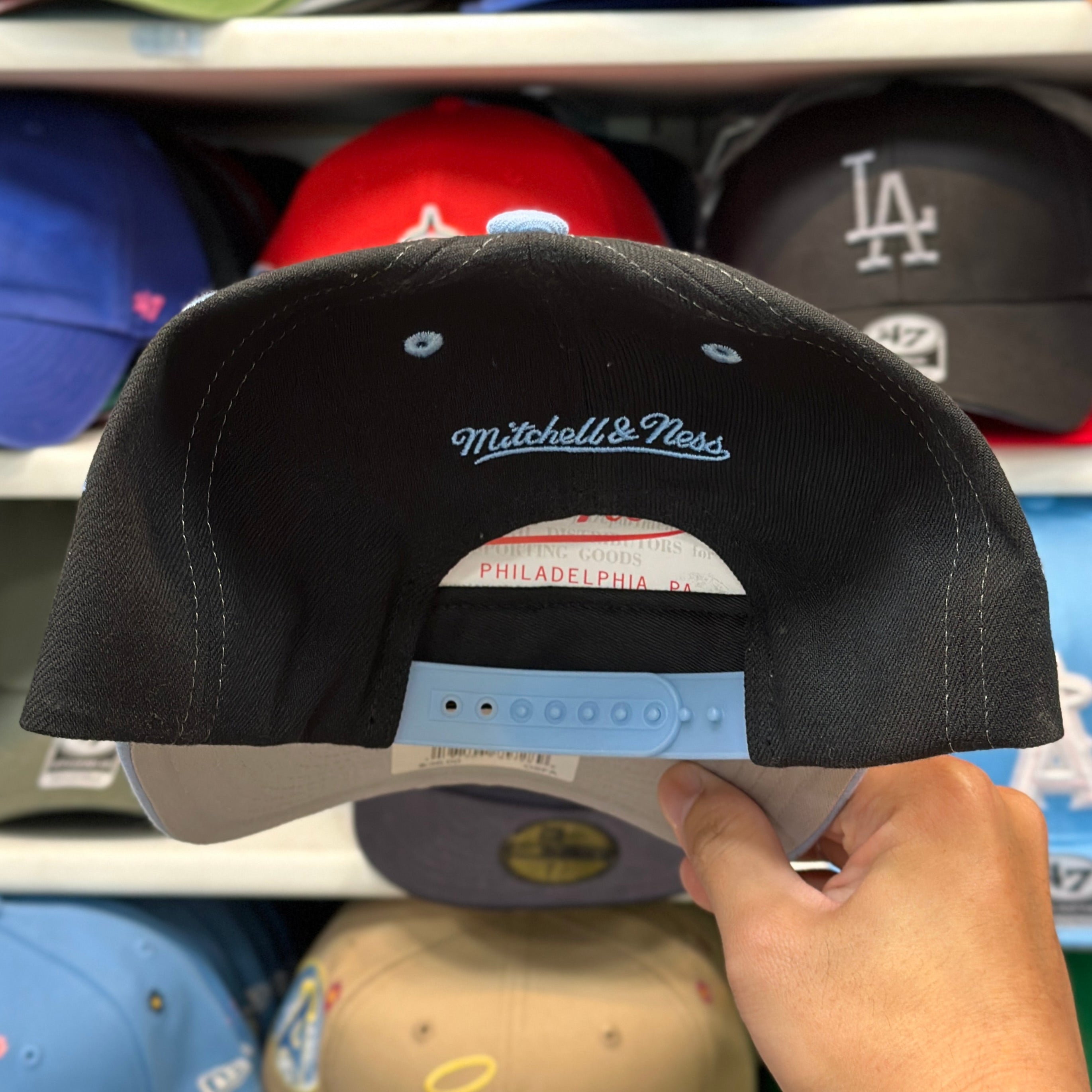 Los Angeles Angels Navy/Light Blue Mitchell & Ness Snapback - Product Image